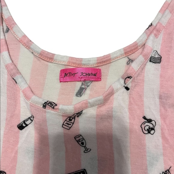 Betsey Johnson pink and white striped pajama set from early 2000’s size small - Picture 3 of 10
